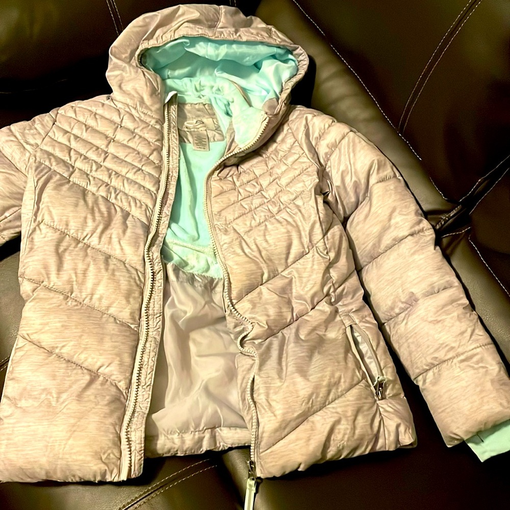 Large (10-12) Girls Grey/Aqua Coat
